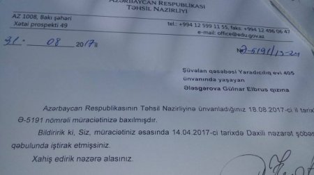 Məktəb direktorunun əxlaqsız təklifi müəlliməni işsiz qoydu