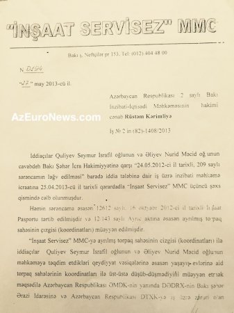 "Hacı Qalib torpaqlarımızı zəbt edib, 2 milyon manat da ziyan vurub"