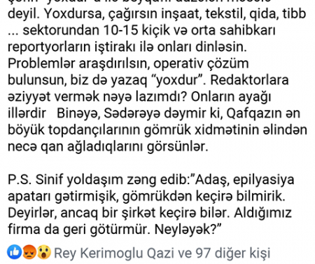 Səfər Mehdiyevin istefa şərti: “Gömrükdə rüşvət və inhisarçılıq olarsa...” –