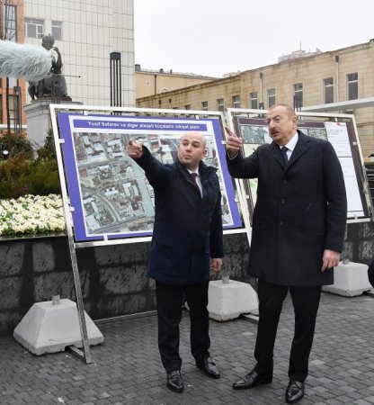 Prezident Xətainin heykəlinin köçürüldüyü parka baş çəkdi -