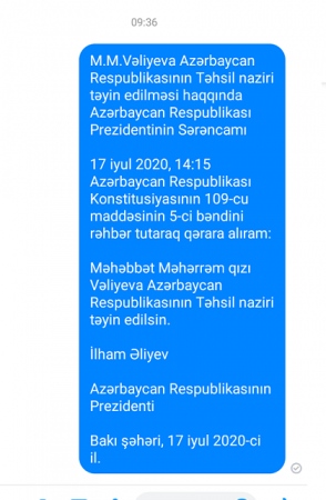 Məhəbbət Vəliyevanı kim "nazir təyin etmişdi"? 