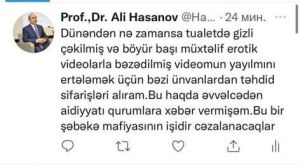 Əli Həsənov təhdid olunduğunu deyir: 