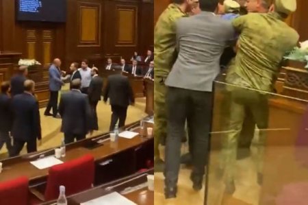 Ermənistan parlamentində dava düşüb - 